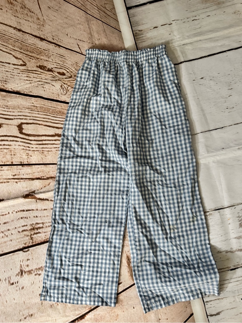 Blue and White Gingham Wide-Leg Lounge Pants size 8 EUC